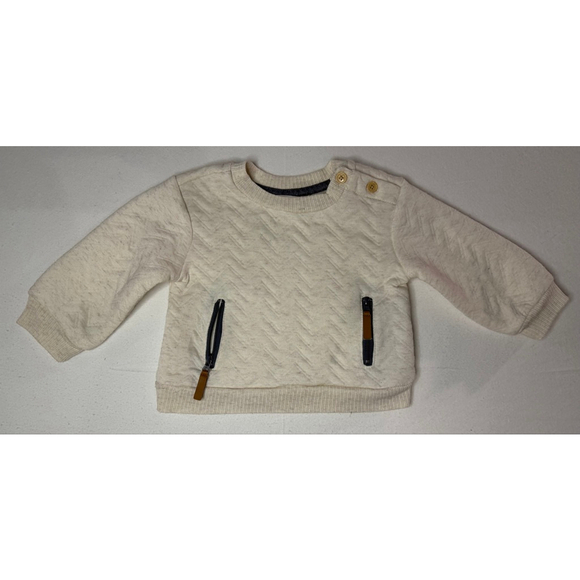 RZ by RACHEL ZOE Other - Designer Baby Quilted Pullover Sweatshirt 18M Rachel Zoe Cream Cozy Top Layering